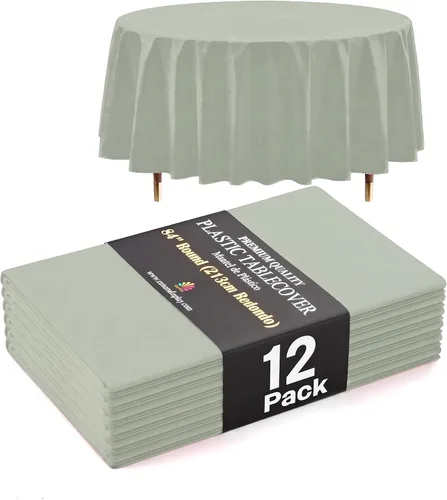 Vista 54 de Exquisite 66% Thicker Premium Aqua Round Tablecloth 0.5 Mil 6 Pack Plastic Table Cloth Disposable 84 Inch Round Plastic Tablecloth Won't Tear Easily