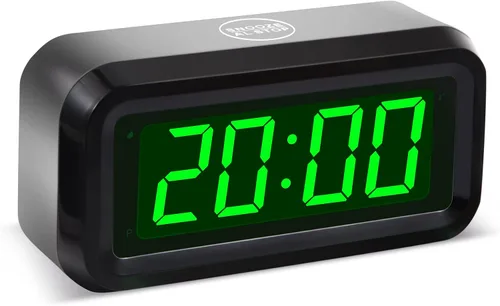 Vista 8 de Reloj despertador digital, funciona con pilas, con pantalla LED para dormitorios, larga duración de batería, brillo ajustable en 3 niveles, 12/24