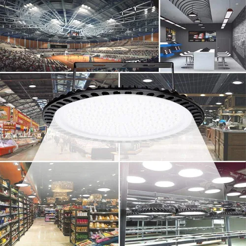 Vista 7 de Viugreum Paquete de 10 luces LED UFO de 500 W, 50000 lúmenes, 6500 K, luz diurna blanca ultra fina, iluminación LED de almacén, IP65 impermeable