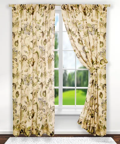 Vista 14 de Par de cortinas Brissac con cintas, de Ellis Curtain, 70 x 63", color rojo