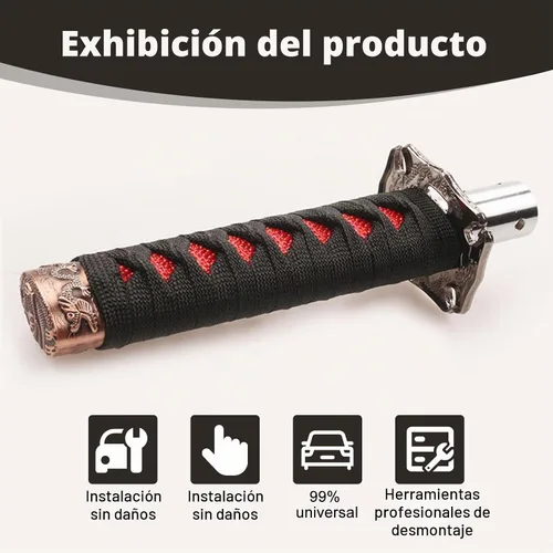 Vista 5 de 1 cabezal de cambio Katana Samurai para automóvil, funda protectora para perilla de palanca de cambios de 6.1 pulgadas con 4 adaptadores, palanca