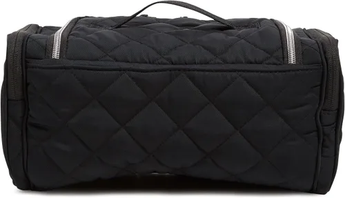 Vista 2 de Vera Bradley Bolsa organizadora de maquillaje cosmético de viaje grande de sarga para mujer, Negro