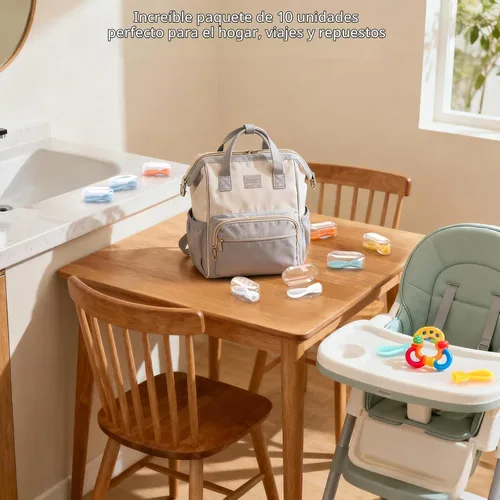 Vista 6 de Cuchara universal para alimentos para bebés, paquete de 10, cucharas de silicona para bebés, para viajes, para comida de bebé, cuchara exprimible