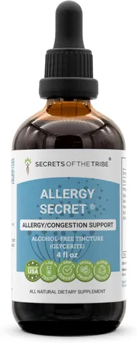 Vista 7 de Allergy Secret - Extracto sin alcohol, tintura, romero, glicerita, hoja de gordolobo, malvavisco, ortiga picante, luz ocular. Apoyo para alergias