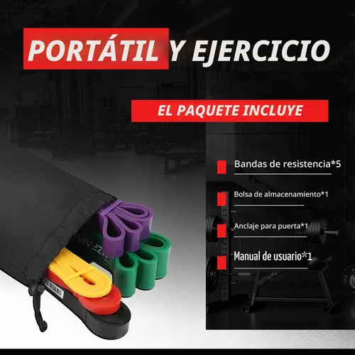 Vista 7 de Juego de bandas de resistencia con anclaje de puerta para dominadas y entrenamiento de fuerza