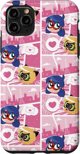 Vista 13 de Miraculous Ladybug Chibi Collection Mensaje para Cat Noir Funda para iPhone 17