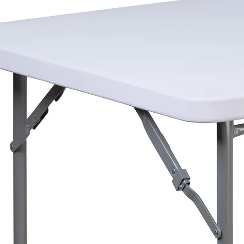 Vista 4 de Flash Furniture Kathryn Mesa plegable cuadrada de plástico blanco granito de 2.81 pies con patas de bloqueo recubiertas de polvo