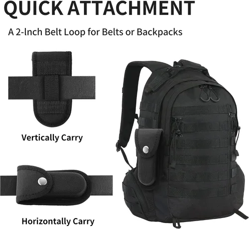 Vista 5 de Paquete de 2 fundas de nailon para cuchillos de bolsillo, 5-5.5 pulgadas para transporte diario Folding knife and multitool pouch with snap