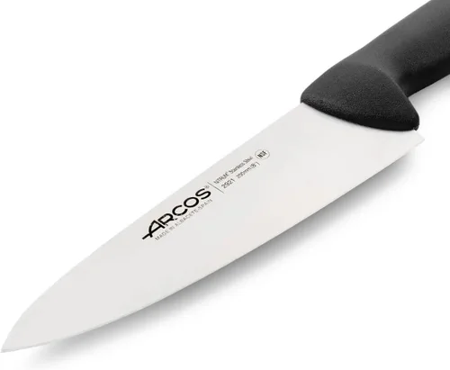 Vista 3 de Arcos Cuchillo de chef serie 2900 – Hoja de acero inoxidable de nitro, mango negro de polipropileno, plata, sistema de identificación