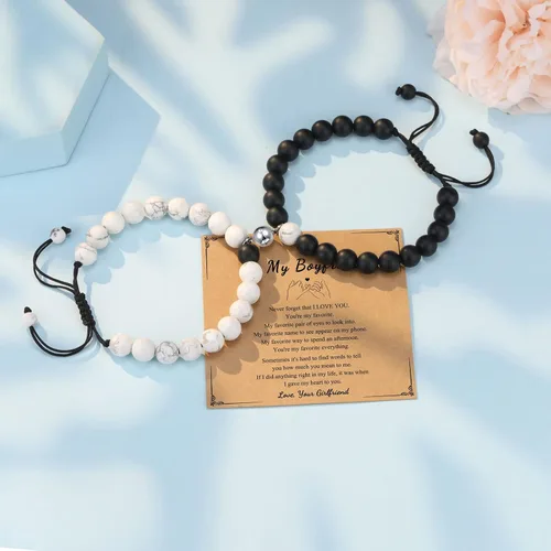 Vista 3 de UNGENT THEM I Love You - Pulseras a juego para parejas, regalos para novio, marido, prometido, alma gemela, novia, esposa, día de San Valentín