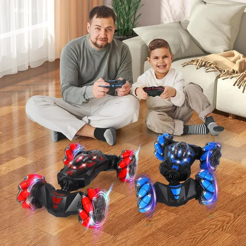 Vista 7 de Auto de acrobacias RC, auto de juguete con control remoto de 2.4 GHz, 4WD, con sensor de gestos, vehículos de doble cara, vehículo todo terreno que