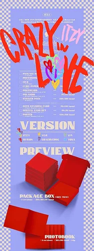 Vista 2 de ITZY - Crazy in Love [YUNA ver.] (1er álbum) Álbum+Pre Order Limited Folded Poster+CulturaRegalo coreano
