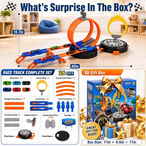 Vista 2 de 2026 All New Stunt Race Car Track Set for Kids 4-8