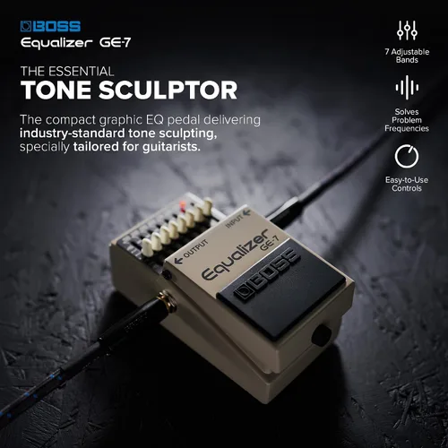 Vista 2 de BOSS GE-7 Equalizer Pedal ecualizador gráfico compacto Diseñado para guitarristas 7 bandas de deslizadores de ecualización Frecuencias