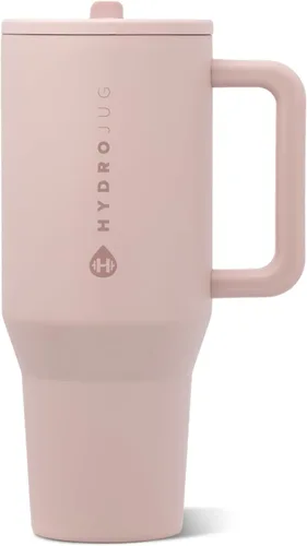 Vista 69 de HydroJug Traveler - Botella de agua de 40 onzas con asa y pajita abatible - Cabe en portavasos, vaso resistente a fugas - Reutilizable, aislado