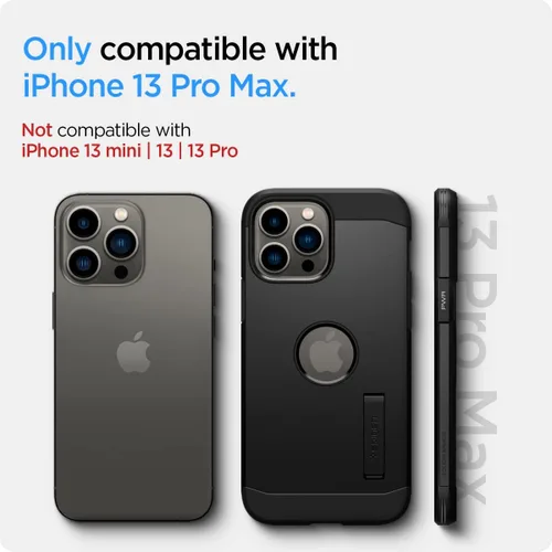 Vista 3 de Spigen Tough Armor [tecnología de protección extrema] diseñada para iPhone 13 Pro Max Case (2021) - Negro