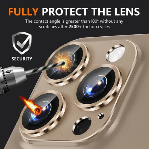 Vista 6 de Suoman Protector de lente de cámara para iPhone 16 Pro Max /16 Pro, película de vidrio templado de dureza 9H, destello sin obstrucciones, cubierta