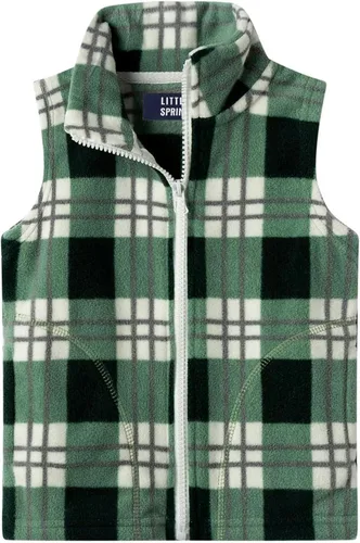 Vista 11 de LittleSpring Boys Girls Fleece Vest Sleeveless Jacket Full-Zip Fall Winter Warm Outerwear Negro