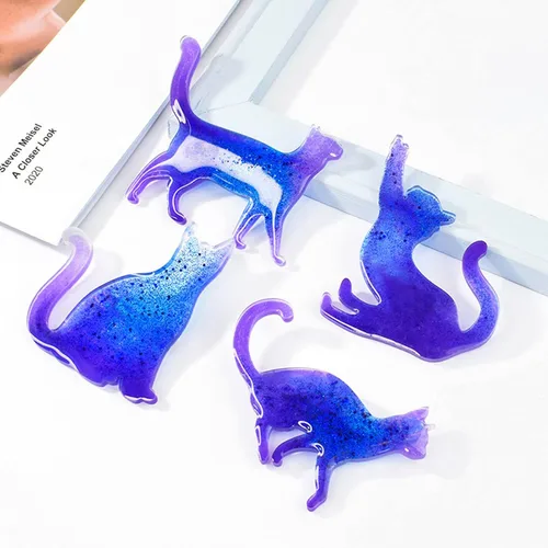 Vista 6 de Molde de broche de silicona de dibujos animados 3D para gato, resina epoxi, accesorio para hacer manualidades, joyería colgante, llavero