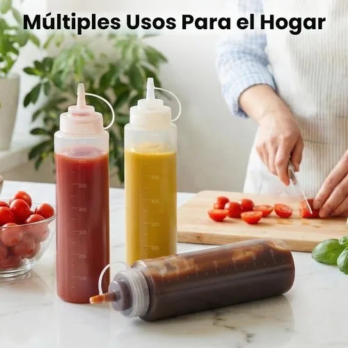 Vista 5 de OAMCEG - Botellas exprimibles de condimentos de 20 onzas, paquete de 3