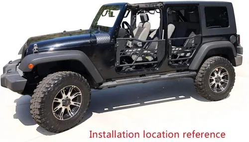 Vista 6 de Puerta de tubo, compatible con Jeep Wrangler JK Unlimited 07-18 4 puertas delanteras + traseras de acero puertas de tubo de acero negro