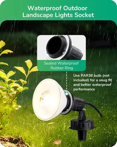 Vista 2 de EDISHINE Focos de 120 V para exteriores, luces LED de inundación enchufables, enchufe de luces de paisaje impermeables, cable de 6 pies, base E26