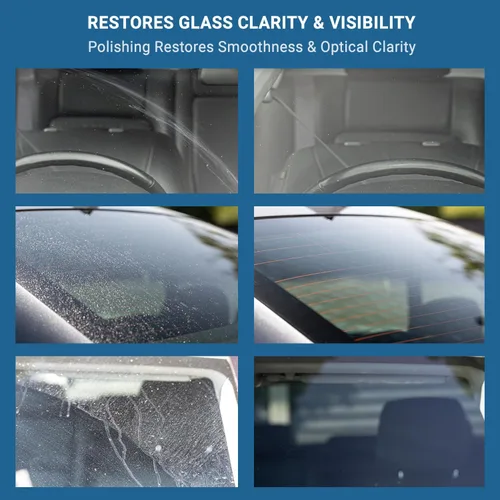 Vista 2 de Glass Polish DIY 3” (75mm) Kit de pulido para parabrisas para restauración de vidrio de auto, elimina daños por las escobillas, arañazos finos
