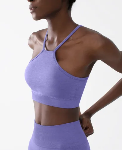 Vista 2 de CELER Sujetadores deportivos para mujer, cuello alto, bajo impacto, sin costuras, para entrenamiento, yoga, gimnasio, top corto