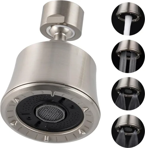 Vista 13 de iFealClear Cabezal de Grifo de Fregadero de Cocina, Cabezal Rociador Giratorio de 360 Grados con 4 Modos de Pulverización, Adaptador Aireador