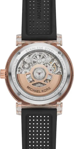Vista 4 de Michael Kors Reloj automático de silicona negra Greer para hombre, Negro, Reloj automático