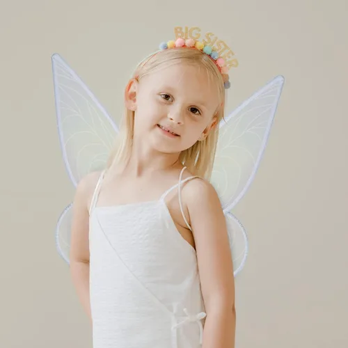 Vista 3 de Little World Alas de hada alas de mariposa para niñas disfraces de princesa con alas de ángel brillantes para niños y mujeres vestido de fiesta