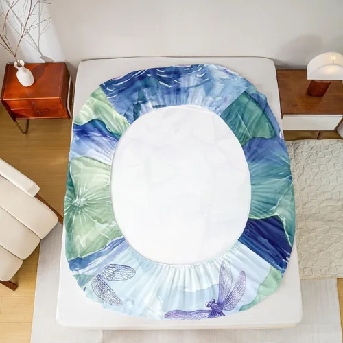 Vista 5 de Manfei Juego de sábanas de flor de loto morado, tamaño individual, juego de ropa de cama bohemio con libélula para niños, niñas y adultos, juego