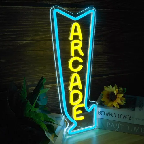 Vista 2 de Letrero de neón de arcade, luz LED, regulable, luces de juego para decoración de pared, alimentadas por USB, letrero de neón gaming para salas