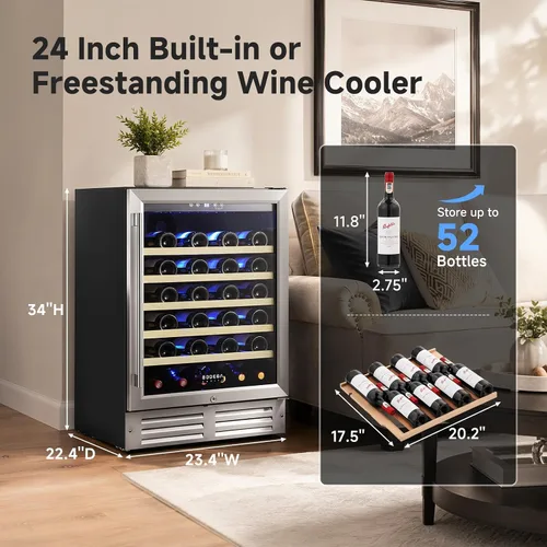 Vista 2 de BODEGA COOLER - Refrigerador de vino de zona única de 24 pulgadas, 41℉ a 72