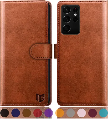 Vista 9 de SUANPOT Para Samsung S21 Ultra 6.8 "RFID Bloqueo Funda De Cuero Billetera, Folio Con Tirón, Titular De La Tarjeta, Cubierta A Prueba De Golpes