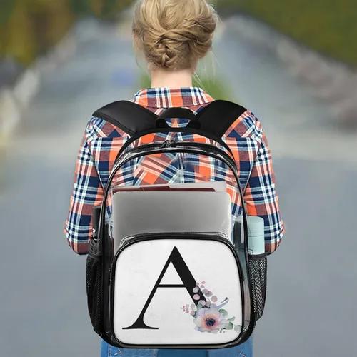 Vista 7 de TropicalLife Mochila transparente resistente aprobada para estadios de PVC transparente mochila transparente transparente transparente, A, Classic