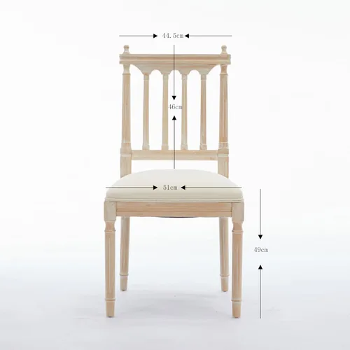 Vista 2 de French Style Solid Wood Frame Linen Fabric Rattan Back Dining Chairs, Table & Chair Sets, Set of 2 for Dining Room, Kitchen, Living Room, Bedroom