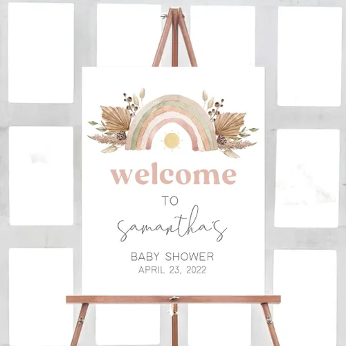Vista 7 de Letreros de bienvenida personalizados para bebés, decoración de letrero de vegetación editable, plástico