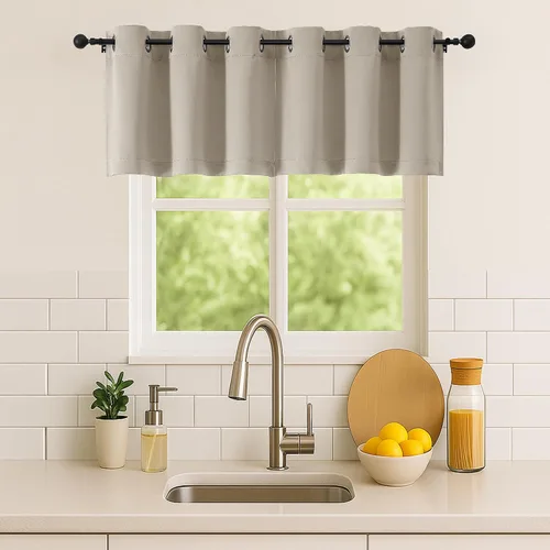 Vista 20 de Simplebrand Juego de 2 paneles de cenefa aguamarina para ventana de cocina de 14 pulgadas de largo, cortinas de oscurecimiento de habitación