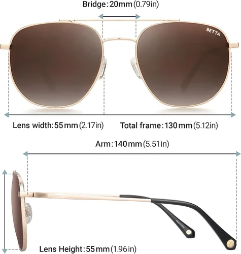 Vista 5 de BETTA Gafas de sol aviador para hombres y mujeres protección UV polarizadas clásicas