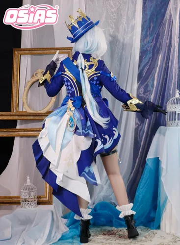 Vista 3 de Genshin Impact Cosplay Furina - Conjunto de disfraz de cosplay de forma blanca