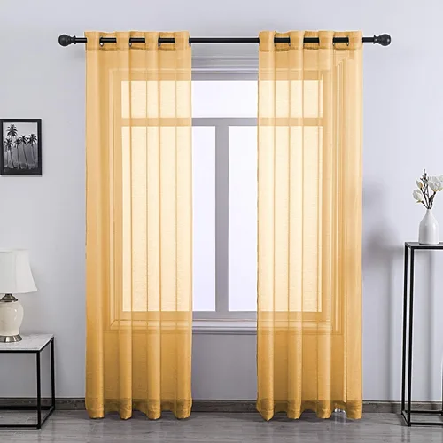 Vista 9 de DONREN 2 paneles de cortina de voile semitransparentes texturizados para ventana de cocina, pequeñas ventanas cortas, cortinas suaves de lujo