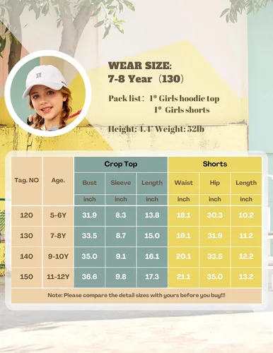 Vista 6 de Arshiner Conjunto deportivo de dos piezas para niñas de manga corta y pantalones cortos