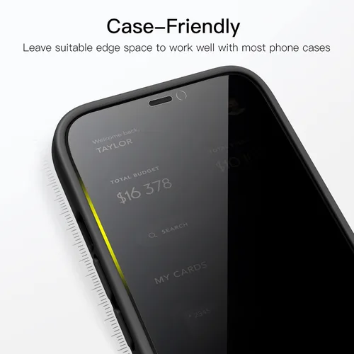 Vista 7 de JETech Protector de pantalla de cobertura completa de privacidad para iPhone 12 Pro Max de 6.7 pulgadas, película de vidrio templado antiespía
