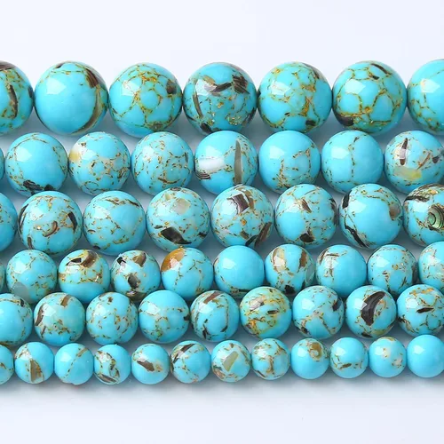 Vista 10 de 4MM 88 piezas de cuentas sueltas de piedra natural verde turquesa africana para hacer pulseras y collares de bricolaje