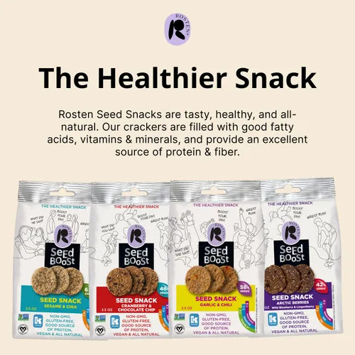 Vista 6 de ROSTEN SeedBoost - Galletas de semillas (paquete de 8) sabor a arándano y chispas de chocolate, veganas, sin OMG, sin gluten (2.5 onzas cada una)