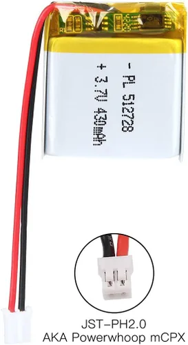 Vista 5 de Batería de 3.7V 430mAh 512728 Li-ion Li-Po recargable de iones de litio con conector de paso de 2P PH 0.079 in