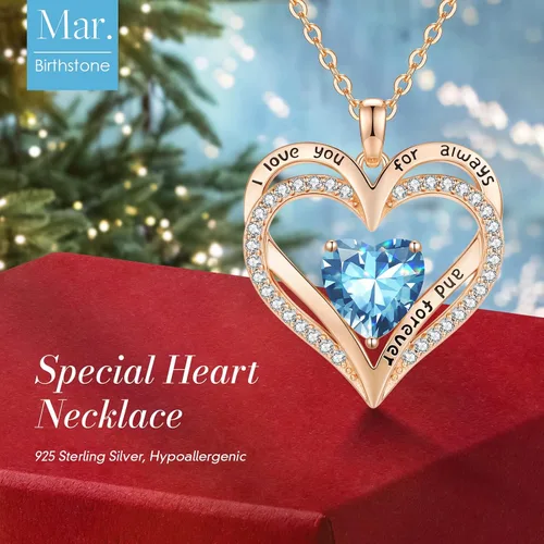 Vista 39 de CDE Collares de piedra natal para mujer, plata de ley 925, collar con colgante de corazón para siempre, Navidad, cumpleaños, aniversario, día de San
