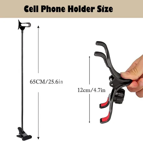 Vista 4 de Selfdee Soporte para teléfono celular, soporte de pereza, rotación de 360 grados, soporte universal con brazos largos flexibles, montaje en clip