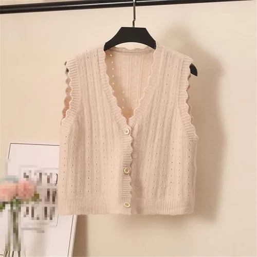 Vista 3 de Chalecos de punto con cuello en V para mujer